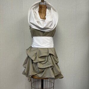 NWT Deadstock 2000s Avant Garde Gathered Pleat Wide Collar Jolaby Dress Medium
